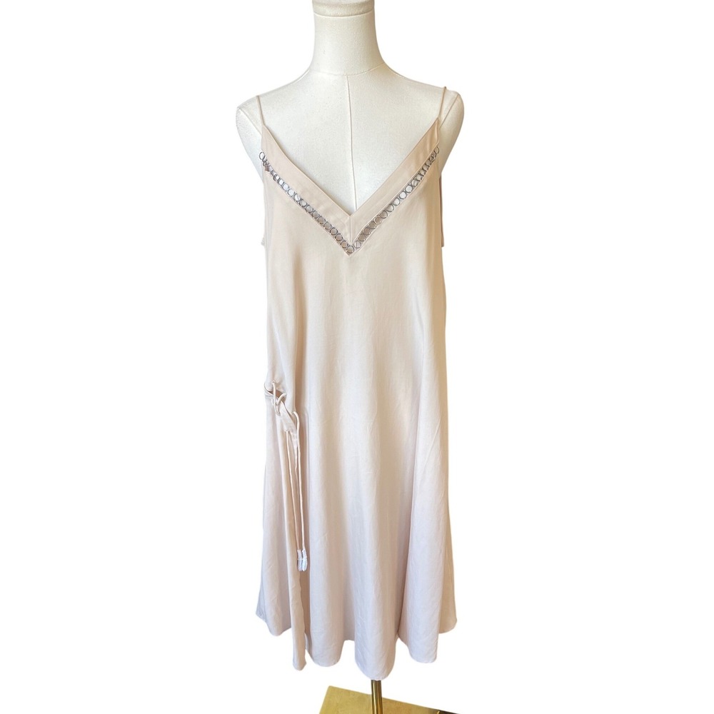 Free People Boho Slip Dress Size M Lagenlook Festival Coastal Chic Clean Girl - Picture 2 of 13